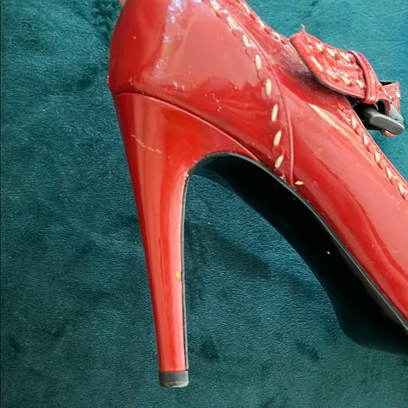 Bottega Veneta Red Mary Jane Heels Size 8 - Picture 10 of 12